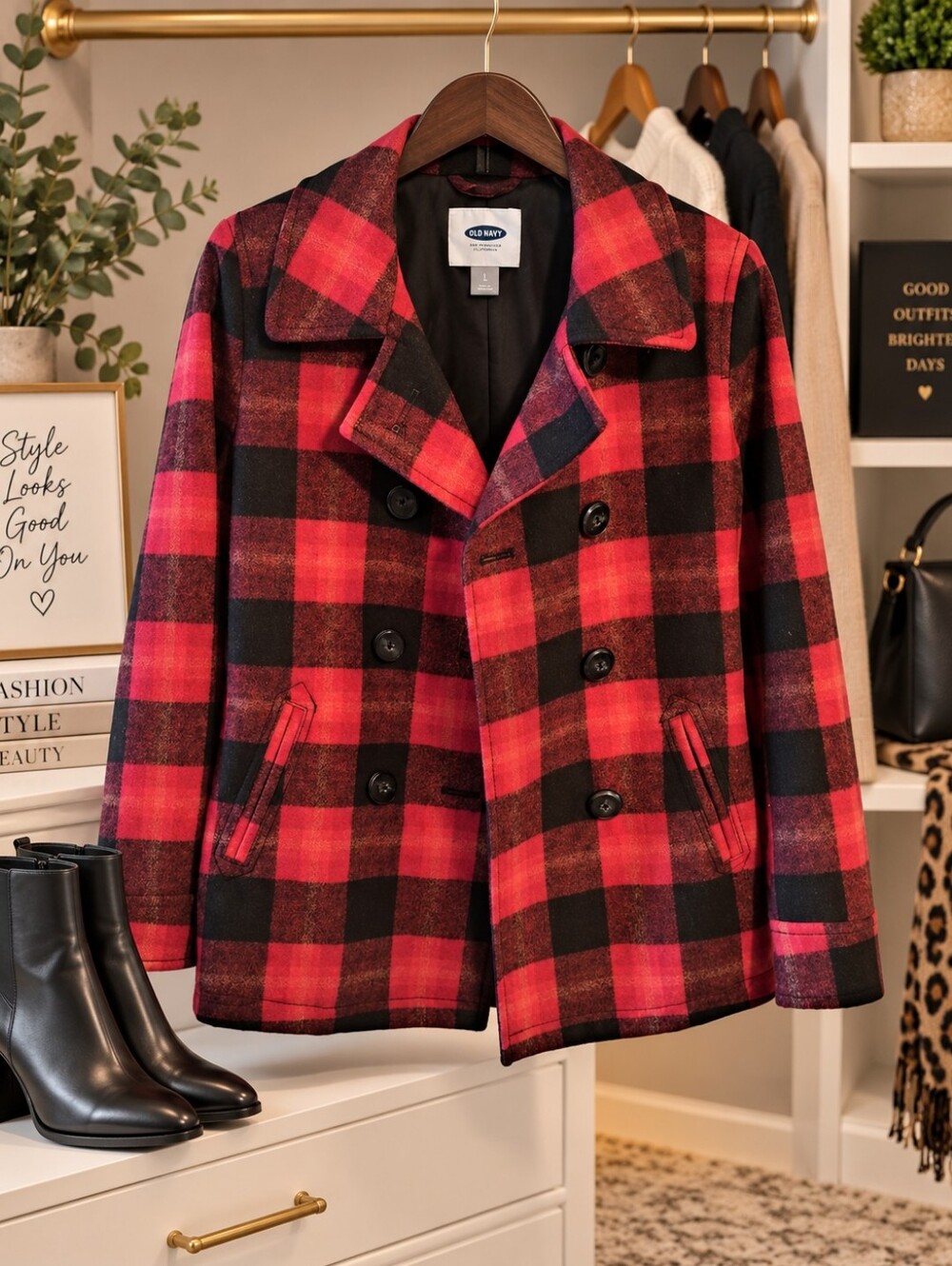 Old Navy Buffalo Plaid Peacoat Jacket – Women's SP